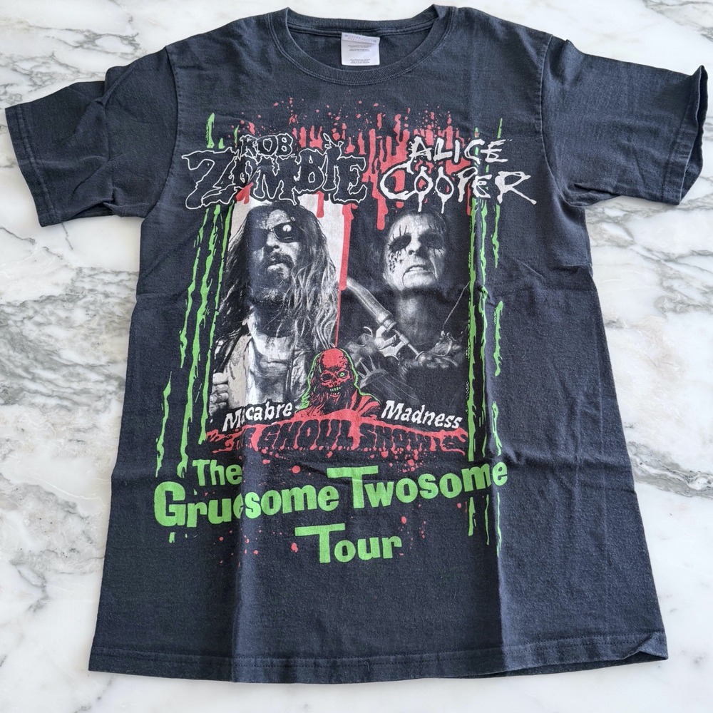Rob Zombie Alice Cooper Gruesome Twosome Tour Shirt Small Black Hanes T-Shirt S